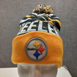 Pittsburgh Steelers Knit Cuffed Beanie Pom Hat Adult